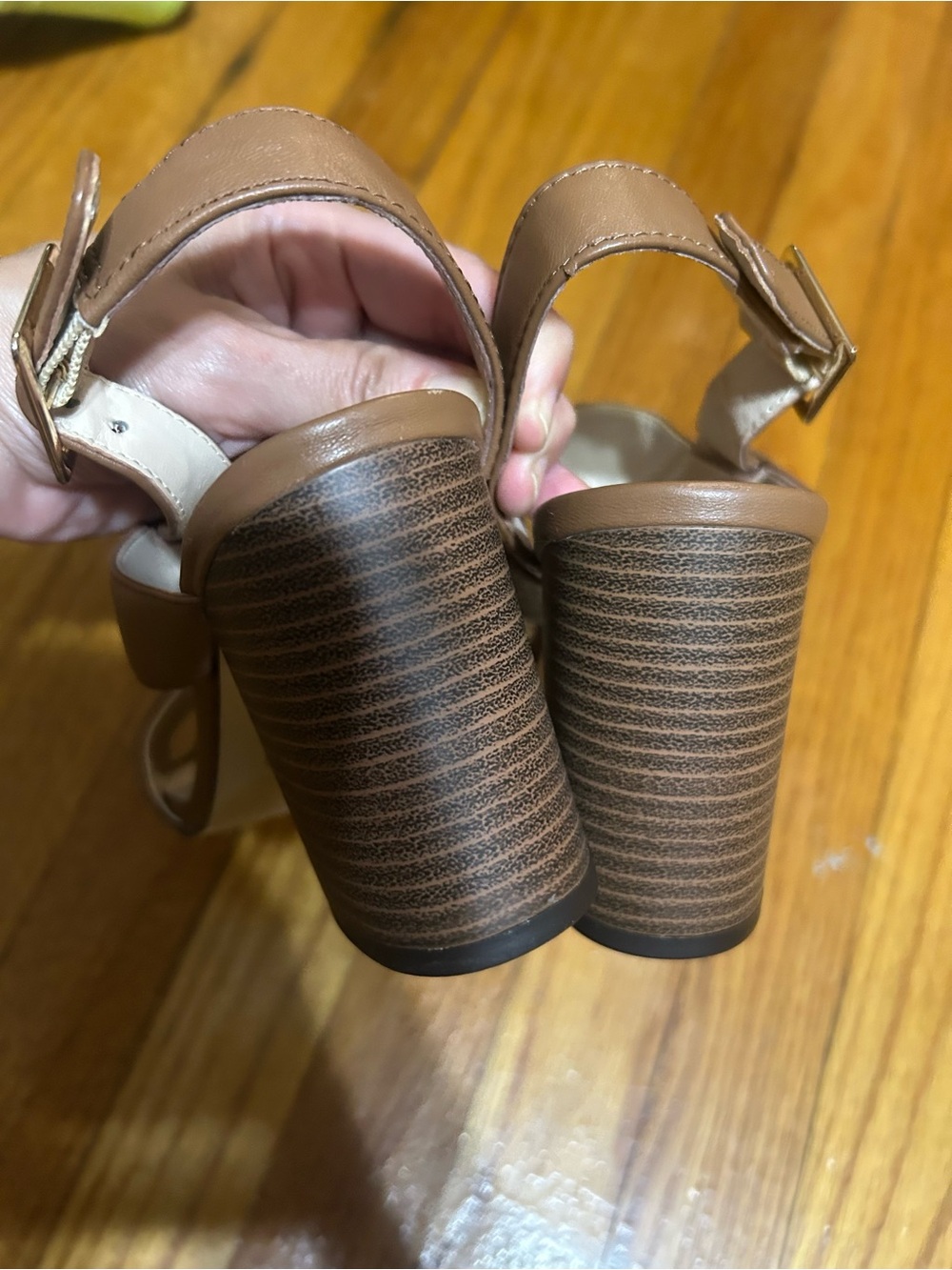 Brooks Brothers Ankle Strap Sandals Brown Leather Heels Women's Size 7.5 - Picture 6 of 10